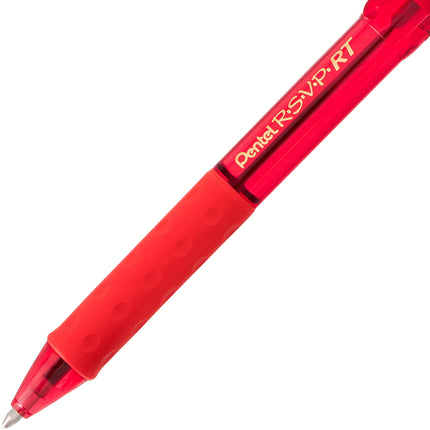 Stylo-bille rétractable RSVP RT COLORS, trait moyen, corps rouge, encre rouge, boîte de 12 (BK93CRB-B)