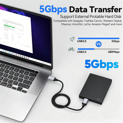 Câble USB 3.0 Micro B CLAVOOP 45 cm, Câble de Disque Dur Externe 5 Gbit/s USB A vers Micro B Haute Vitesse Compatible avec Disque Dur Seagate Xbox One Toshiba WD Western Digital