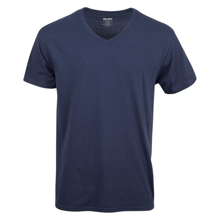 Gildan Men's V-Neck T-Shirts, Multipack, Style G1103 Undershirt, Navy/Heather Navy/Indigo Blue (5-Pack), XL