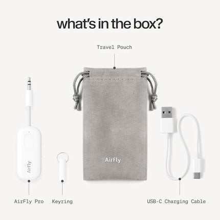 Twelve South AirFly Pro Bluetooth Wireless Audio Transmitter/Receiver for up to 2 AirPods/Wireless Headphones; Use with Any 3.5 mm Audio Jack on Airplanes, Gym Equipment, and Auto, White