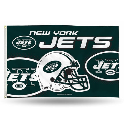 Rico Industries NFL New York Jets 3-Foot by 5-Foot Single Sided Banner Flag with Grommets