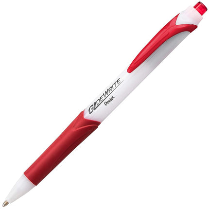Pentel GlideWrite Ballpoint Pen with TechniFlo Ink, (1.0mm) Medium Line, Red, Box of 12 (BX910-B)