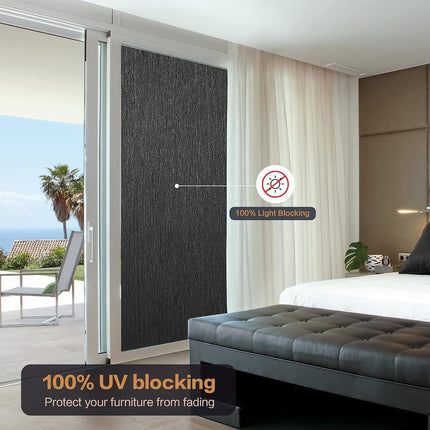 Blackout Privacy Window Room Darkening Film Light Blocking Tint Sticker Insulation Glass Door Cover Paper 100% Visible Light Transmittance Blocking Static Cling for Day Sleep 17.5 Inch x 13.1 Feet