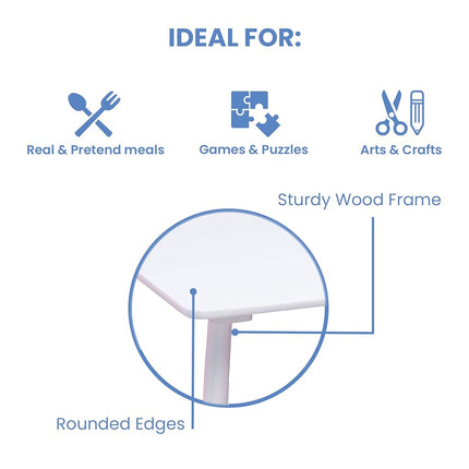 Delta Children Kids Table and Chair Set (4 Chairs Included) - Ideal for Arts & Crafts, Snack Time, Homeschooling, Homework & More, White/Pink