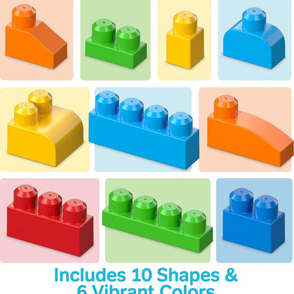 MEGA BLOKS First Builders Toddler Blocks Toys Set, Deluxe Building Bag with 150 Pieces and Storage, Creative Open-Ended Play, Blue, Ages 1+ Years, CNM43