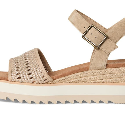 TOMS Women's Diana Sandal, Champagne Metallic Basket Weave/Suede, 6.5