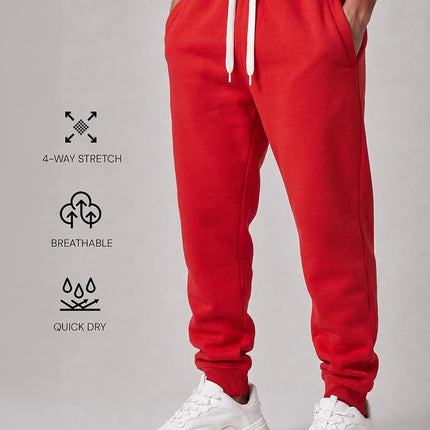Southpole Men's 1570 Basic Active Fleece Jogger Sweatpants, Red (A), Large