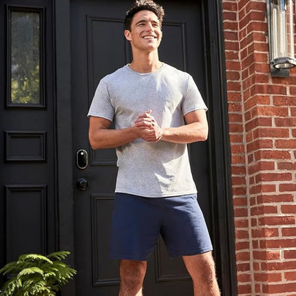 Hanes Men's Jersey Short with Pockets, Light Steel, Medium