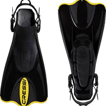 Cressi Palau Saf - Adjustable Short Flipper Fins for Snorkelling and Swimming, Adult Unisex,Black/Yellow,M/L