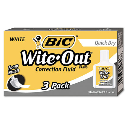BIC Wite-Out Quick Dry Correction Fluid - 3 Pack (