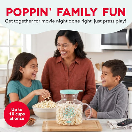Machine à Popcorn Micro-ondes Dash - Pour une Préparation Pratique avec Couvercle en Silicone Faisant Fondre le Beurre - Facile à Utiliser & Nettoyage Rapide - Aqua