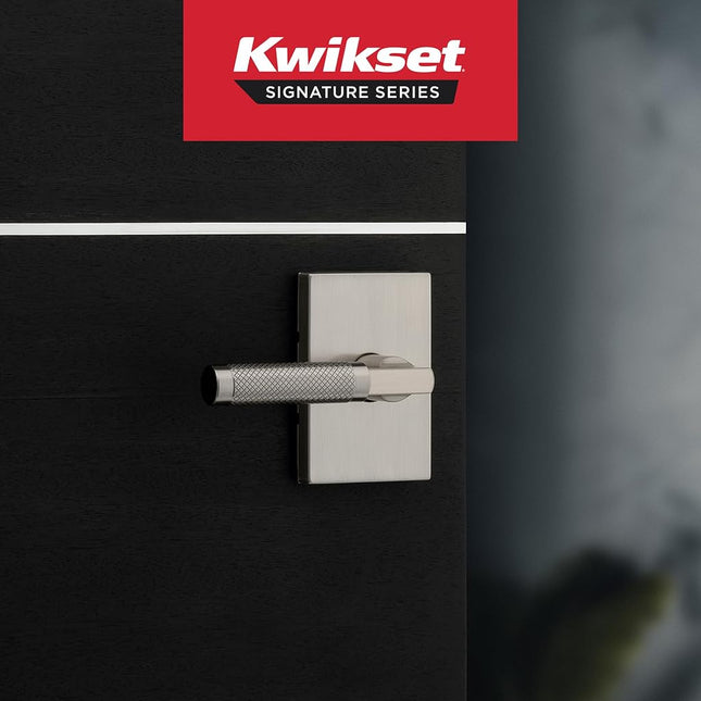 Kwikset Prava Interior Passage Door Handle, Lever for Closet and Hallway Doors, Reversible Non-Locking Handle Lever, Satin Nickel, with Microban Protection
