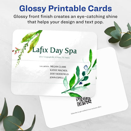 Avery Printable Rectangle Rounded Corner Postcards with Sure Feed Technology, 4.25" x 5.5", Glossy White Cardstock, Print-to-the-Edge, Laser/Inkjet Cards, 20 Total