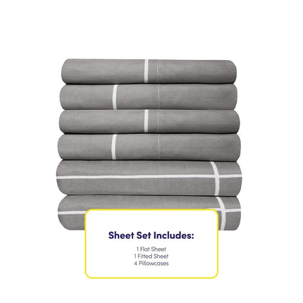King Size Bed Sheets - 6 Piece 1500 Supreme Collection Fine Brushed Microfiber Deep Pocket King Sheet Set Bedding - 2 Extra Pillow Cases, Great Value, King, Window Pane Gray