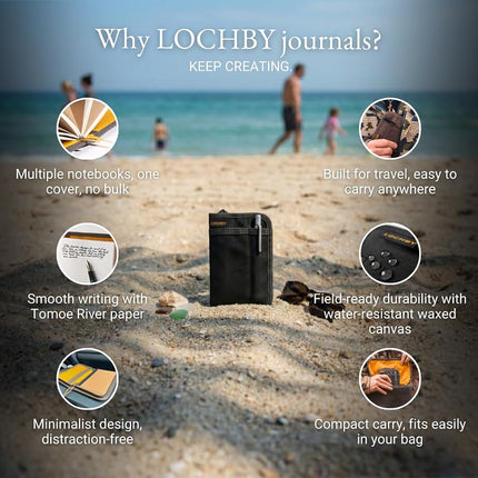 LOCHBY Pocket Journal | Tomoe River 3.5" x 5.5" Notebook | Waxed Canvas | Ideal for Travelers & Daily Use, Fits Field Notes, Moleskine Cahier