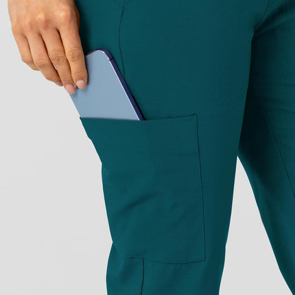 WonderWink Women's Flex-n-Reach Track Scrub Pant, Caribbean Blue, 5X