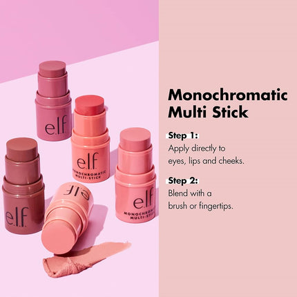 e.l.f. Monochromatic Multi Stick, Luxuriously Creamy & Blendable Colour, For Eyes, Lips & Cheeks, Glimmering Guava, 0.17 Oz (5g)