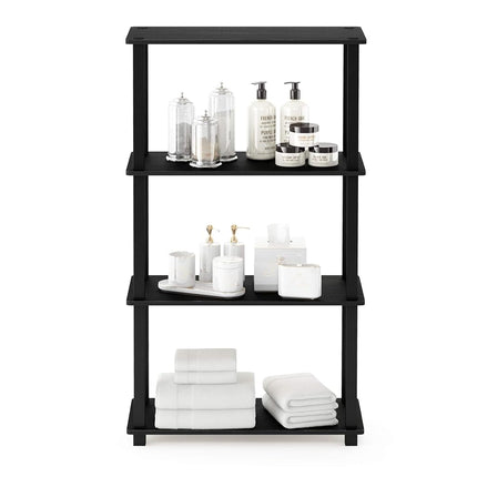 Furinno TURN-S-TUBE 4-Tier Tool-Free Corner Open Shelf, Americano