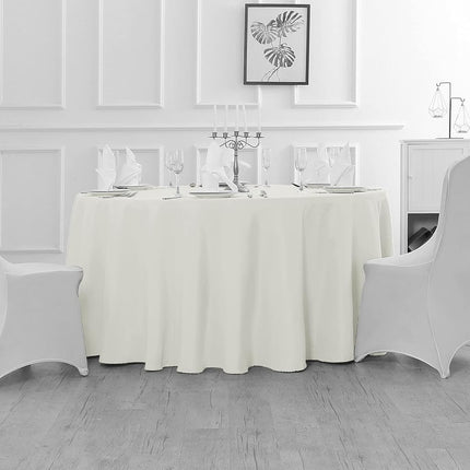 Fokitut 12 Pack Waterproof Round Tablecloth, 70 Inch, Stain Resistant and Wrinkle Polyester Table Cloth, Fabric Table Cover for Kitchen Dining, Wedding, Party, Holiday Dinner-Ivory