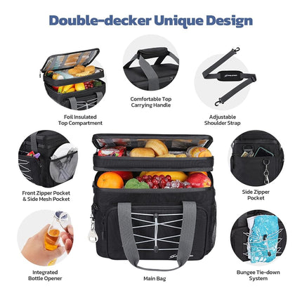 Sac isotherme souple Maelstrom, glacière souple pliable, glacière de plage étanche de 30 canettes, boîte à lunch portable pour les courses, le kayak, noir