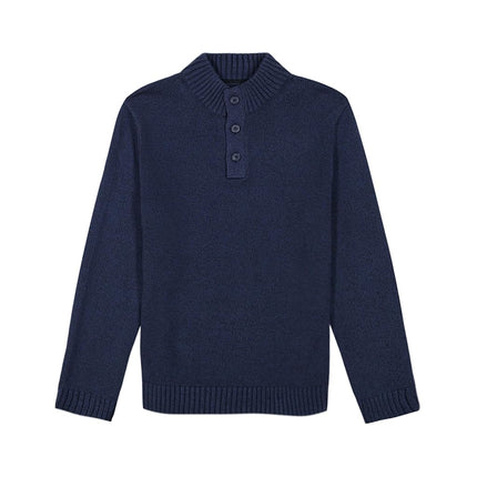 IZOD Men's Button Mock Sweater, Classic Navy Blazer, Medium