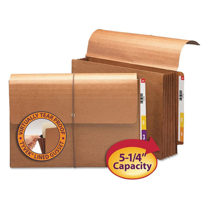 Smead End Tab Expanding File Wallet with Flap and Cord Closure, 5-1/4" Expansion, Legal Size, Redrope, 10 per Box (71148)