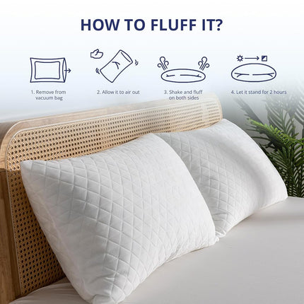 EGOHOME Shredded Memory Foam Pillows, Bed Pillows for Sleeping, Medium Standard/Queen Size Pillow for Side Back Stomach Sleepers, Neck Support Pillow with Washable Removable Cover (1 Pack)