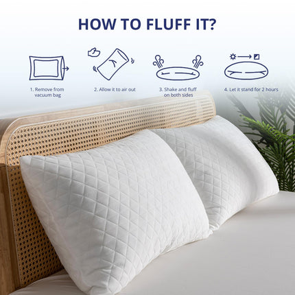 EGOHOME Shredded Memory Foam Pillows, Bed Pillows for Sleeping, Medium Standard/Queen Size Pillow for Side Back Stomach Sleepers, Neck Support Pillow with Washable Removable Cover (1 Pack)