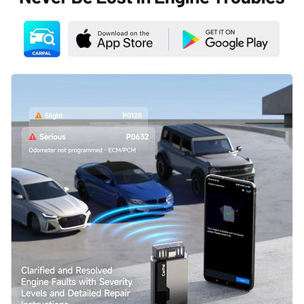 TOPDON Carpal-A OBD2 Code Reader Bluetooth, All System OBD2 Scanner for iOS & Android, Vehicle Health Check, 6 Maintenance Services, Smog Check, Repair Guide, 1 Year Free Update