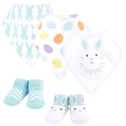 Hudson Baby Unisex Baby Cotton Bib and Sock Set, N