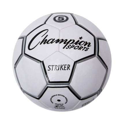 Champion Sports Striker Soccer Ball, Black/White, 