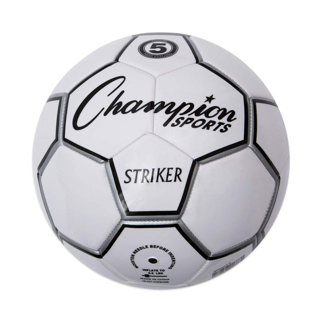 Champion Sports Striker Soccer Ball, Black/White, 