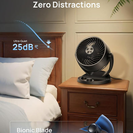 DREO Fan for Bedroom, 12 Inches, 70ft Powerful Airflow, 25db Quiet Table Air Circulator Fans for Whole Room, 120° Adjustable Tilt Desk Fan, 3 Speeds, Desktop Fan for Home, Office, Kitchen, RV