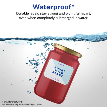 Avery Durable Waterproof Rectangle Scalloped Labels with Sure Feed, 2" x 3", 200 Oil and Tear-Resistant Waterproof Labels, Print-to-The-Edge, Laser/Pigment-Based Inkjet Printable Labels