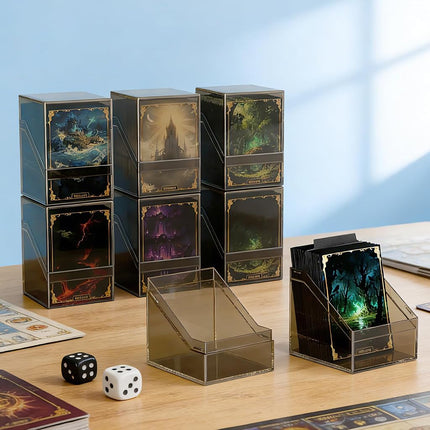 Mlikero Card Deck Boxes, Set of 6 Acrylic Commander Deck Boxes Holds 100+ Cards with Sleeve with 6 Dividers, Ideal Heavy Duty Card Storage Box