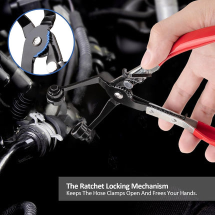 9PCS Hose Clamp Pliers Set, Hose Clamp Removal Tool for Automotive, Flexible Removing Clamps Pliers Automotive for Coolant Radiator Heater and Water Hose