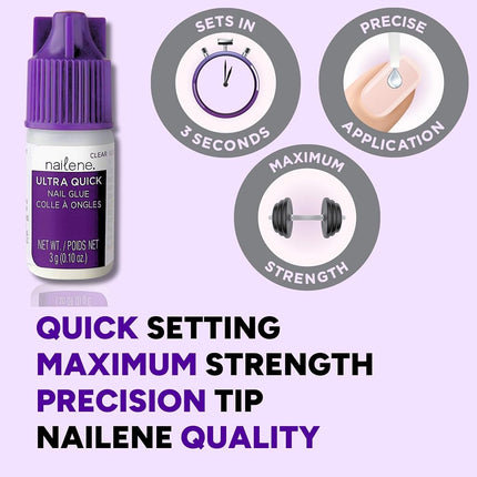 Nailene Ultra-Quick Nail Glue Clear 3g