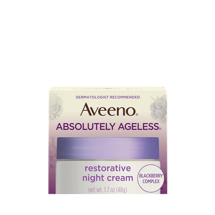 Aveeno Absolutely Ageless Restorative Night Cream Facial Moisturizer with Antioxidant-Rich Blackberry Complex, Vitamin C & E, Hypoallergenic, Non-Greasy & Non-Comedogenic, 1.7 fl. oz