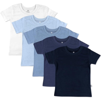 Lot de t-shirts à manches courtes HonestBaby 100 % coton biologique pour bébés, tout-petits et jeunes enfants garçons, filles, unisexe, dégradé de bleus, 3T