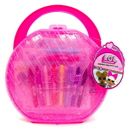 L.O.L. Surprise Creativity Case by Horizon Group USA, Coloring Pages, Makers, Glitter Glue, Crayons & Paper Dolls Included, Hot Pink