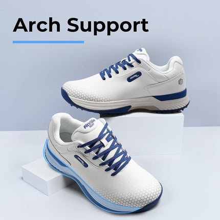 FitVille Men's Golf Shoes Extra Wide White Blue