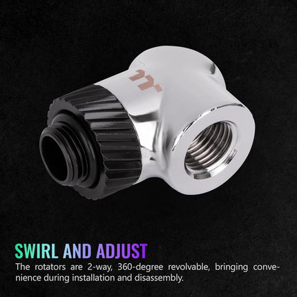 Thermaltake Pacific SF Adaptador de 45 y 90 grados Plata Negro/DIY LCS/Accesorios CL-W398-CU00SL-A