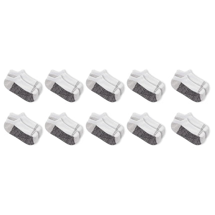 Fruit of the Loom Boys Dual Defense Cushion Comfort No Show Socks 10 Pack, White, Boys' Shoe Size: 9-11