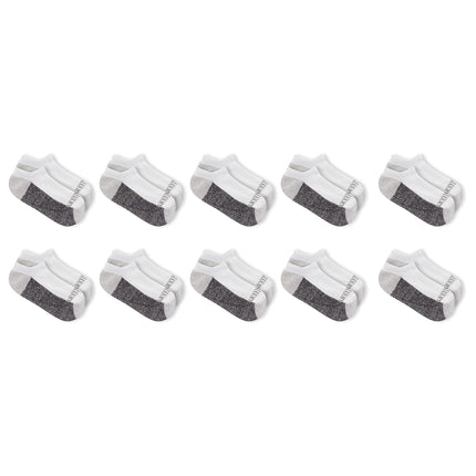 Fruit of the Loom Boys Dual Defense Cushion Comfort No Show Socks 10 Pack, White, Boys' Shoe Size: 6-7.5