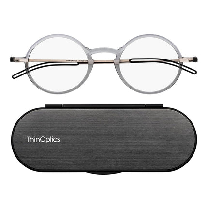 ThinOptics Reading Glasses 1.00, Clear Frame, 4mm 