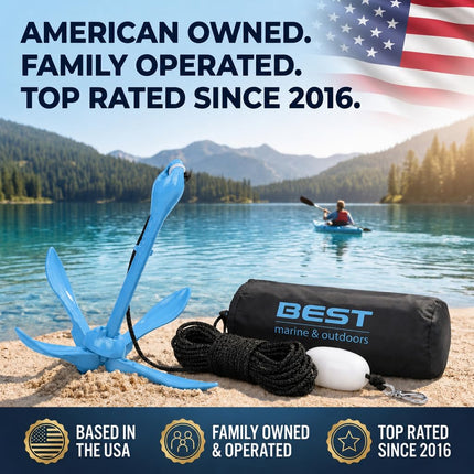 Best Marine and Outdoors Kayak Anchor, 1.6 Kg Anchor System Kit for Kayaks, Canoes, SUP Paddle Boards & Jet Skis, Fishing, Boating & Kayaking Accessories (Blue)