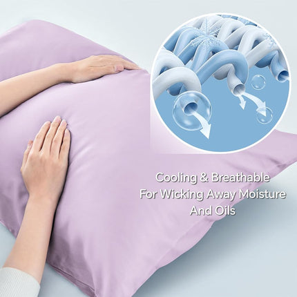 BEDELITE Body Pillow Case Cover, Rayon Made from Bamboo, Cooling Body Pillow Cover for Hot Sleepers and Night Sweats, Breathable & Silky Soft Full Long Pillow Case (Light Purple, 20x54 Inches)