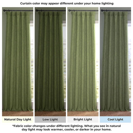 HPD Half Price Drapes Cortinas opacas de lino sintético texturizado para dormitorio de 120 pulgadas de largo (1 panel), cortinas de 50 W x 120 L para decoración del hogar de la sala de estar, Verde Toscana