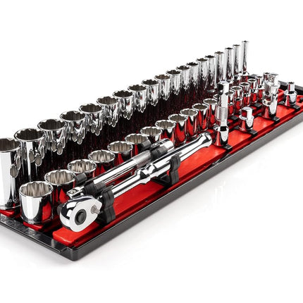TEKTON Jeu de douilles et cliquets 12 pans 3/8" avec rails et plateau, 44 pièces (6-24 mm) | SKT13202