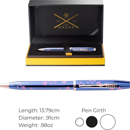 CROSS Century II AT0082-163 Limited Edition Sakura Day and Night Collection - Twist-Action ‎Brass Resin Ballpoint Pen with ‎Contoured Grip and Black Ink, Medium Point, 1 Pack, Cobalt Blue